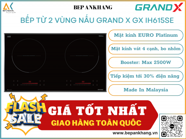 Bếp từ 2 vùng nấu Grand X GX IH615SE - Made In Malaysia
